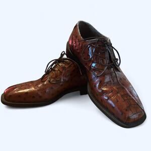 Stacy adams brown ostrich mens leather oxfords